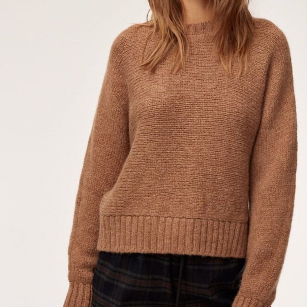 Aritzia Cozy Crewneck Sweater in Camel Brown